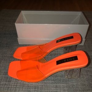 SHEIN clear chunky heeled mules